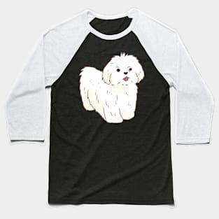 Cartoon Maltese Baseball T-Shirt